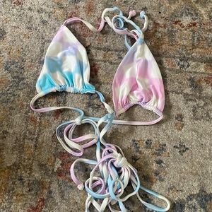 New Frankie’s Bikinis pastel checker top size M